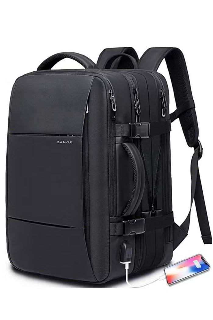 بانجي حقيبة ظهر للسفر مقاومة للماء مقاس 17 بوصة، حقيبة ظهر محمولة معتمدة للطيران للسفر الدولي، حقيبة ظهر متينة ومقاومة للماء للكمبيوتر المحمول، حقيبة ظهر كبيرة لعطلة نهاية الأسبوع للأعمال للجنسين... - Image 1