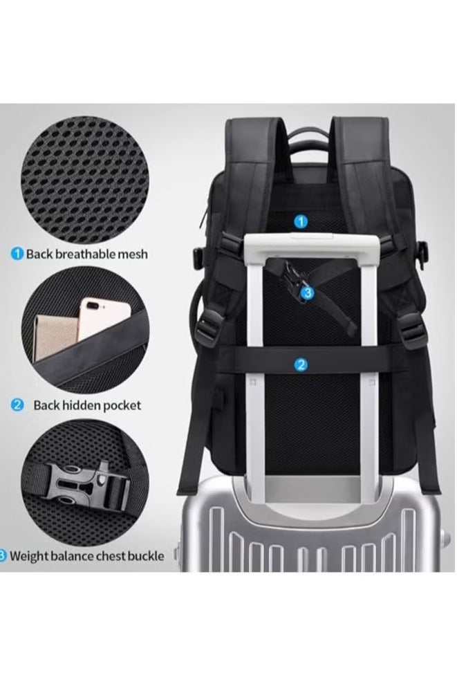 بانجي حقيبة ظهر للسفر مقاومة للماء مقاس 17 بوصة، حقيبة ظهر محمولة معتمدة للطيران للسفر الدولي، حقيبة ظهر متينة ومقاومة للماء للكمبيوتر المحمول، حقيبة ظهر كبيرة لعطلة نهاية الأسبوع للأعمال للجنسين... - Image 5