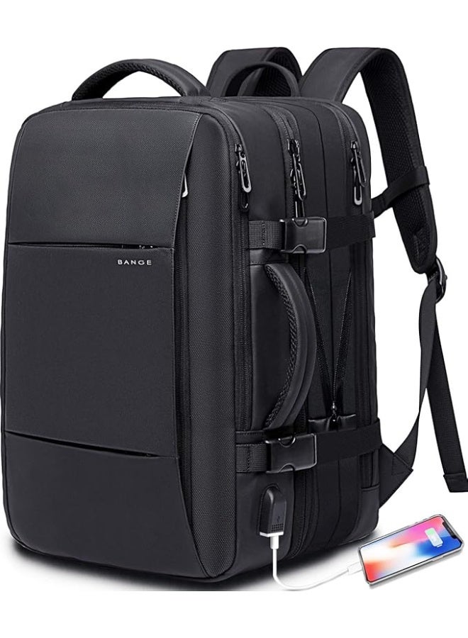 BANGE 17 Inch Laptop Backpack with USB Charging Port, Expandable Anti Theft Business Travel Backpack, Large Capacity Computer Backpack for Men, Water Resistant Work Office Backpack with Padded Laptop Compartment - Image 1