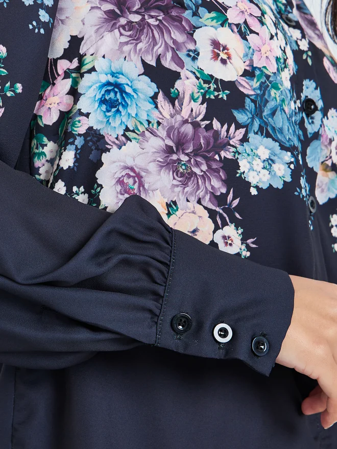 Styli  Styli Navy Blue Floral Print Shirt and Maxi Skirt Co-ords for Women | Best Price UAE