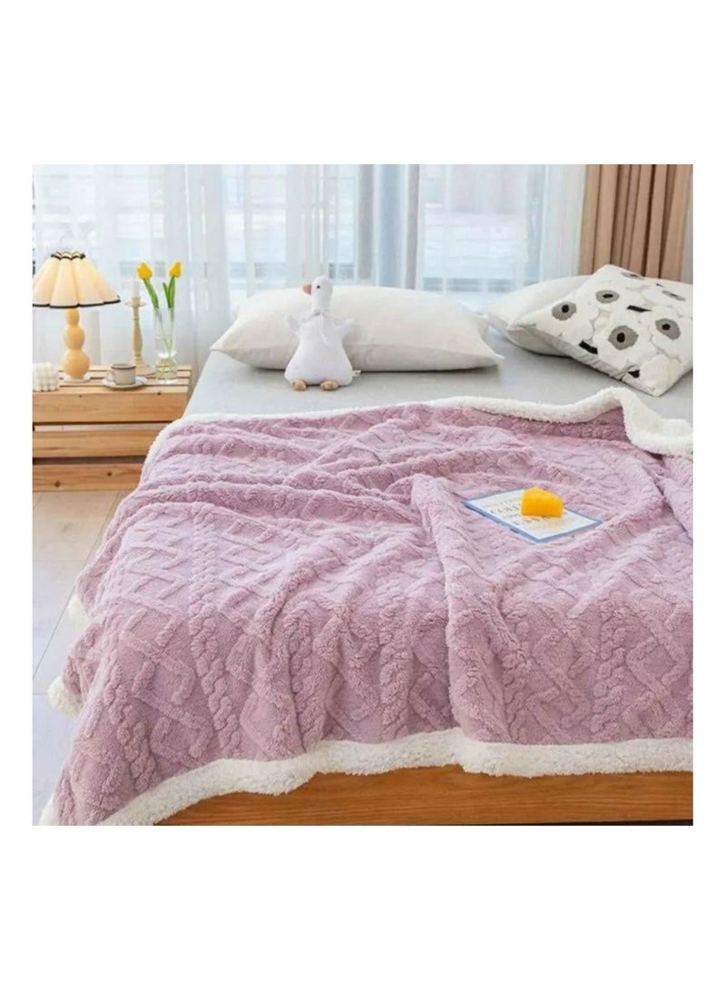 COMFY SOFT & FLUFFY THROW/BLANKET FOR LIVING/BEDROOM KINGSIZE LAVENDER - Image 2