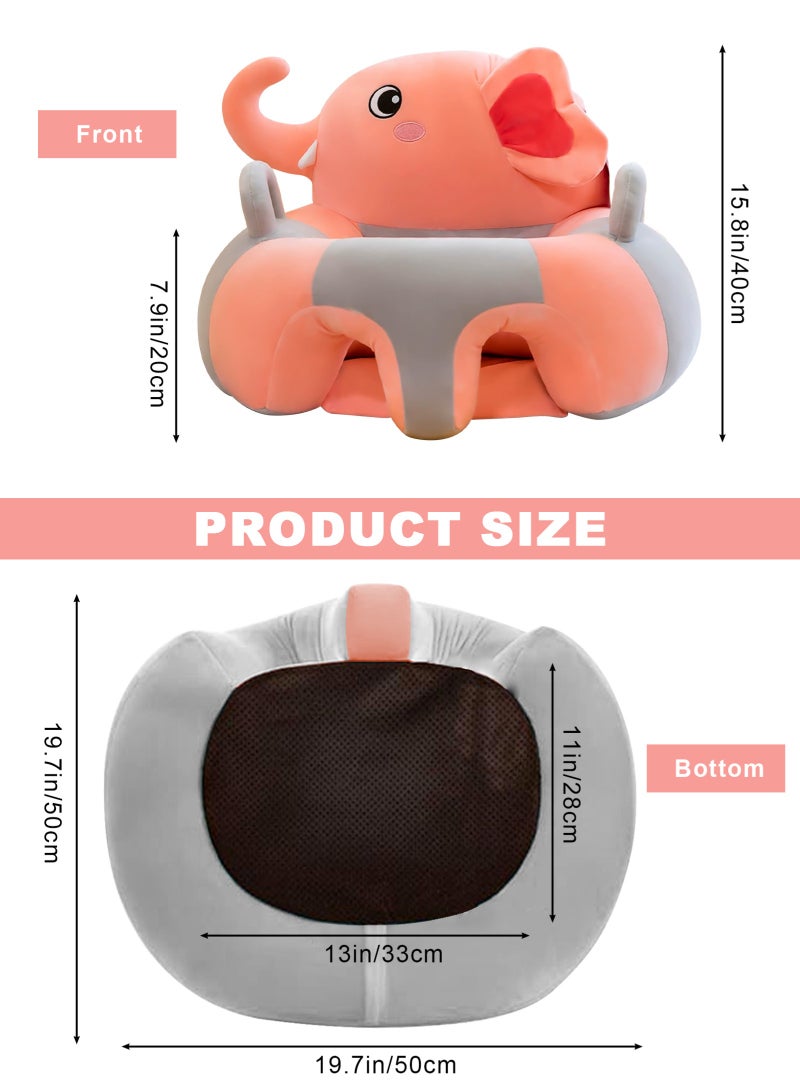 أوربازار أريكة للأطفال، كرسي تعليم الجلوس، مقعد دعم للأطفال، وسادة واقية، وسادة مخملية، كرسي جلوس للأطفال، مقعد دعم للأطفال، مقاعد مخملية للأطفال الصغار (فيل وردي) - Image 2