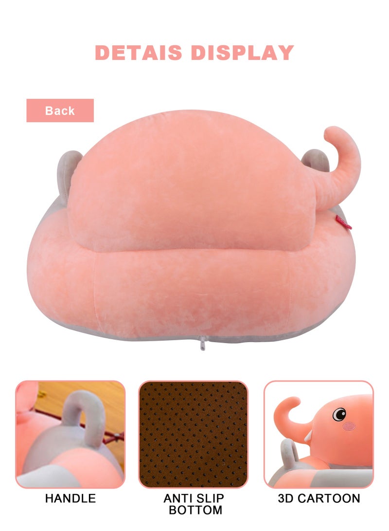 أوربازار أريكة للأطفال، كرسي تعليم الجلوس، مقعد دعم للأطفال، وسادة واقية، وسادة مخملية، كرسي جلوس للأطفال، مقعد دعم للأطفال، مقاعد مخملية للأطفال الصغار (فيل وردي) - Image 4