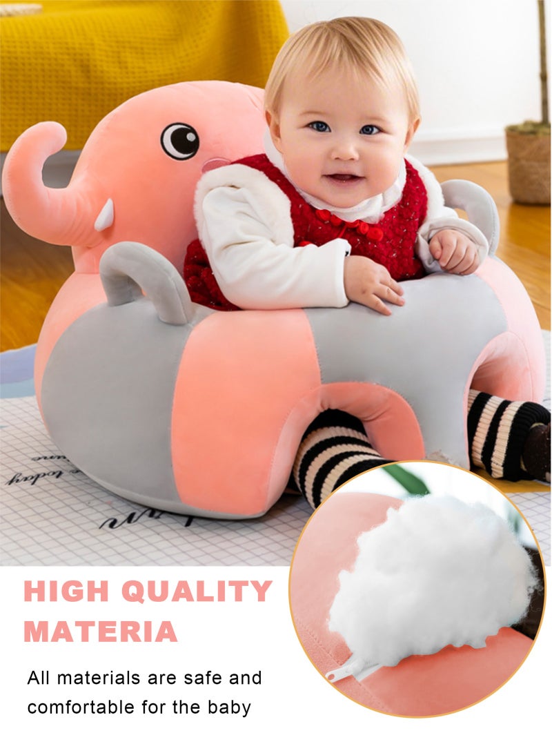 أوربازار أريكة للأطفال، كرسي تعليم الجلوس، مقعد دعم للأطفال، وسادة واقية، وسادة مخملية، كرسي جلوس للأطفال، مقعد دعم للأطفال، مقاعد مخملية للأطفال الصغار (فيل وردي) - Image 3