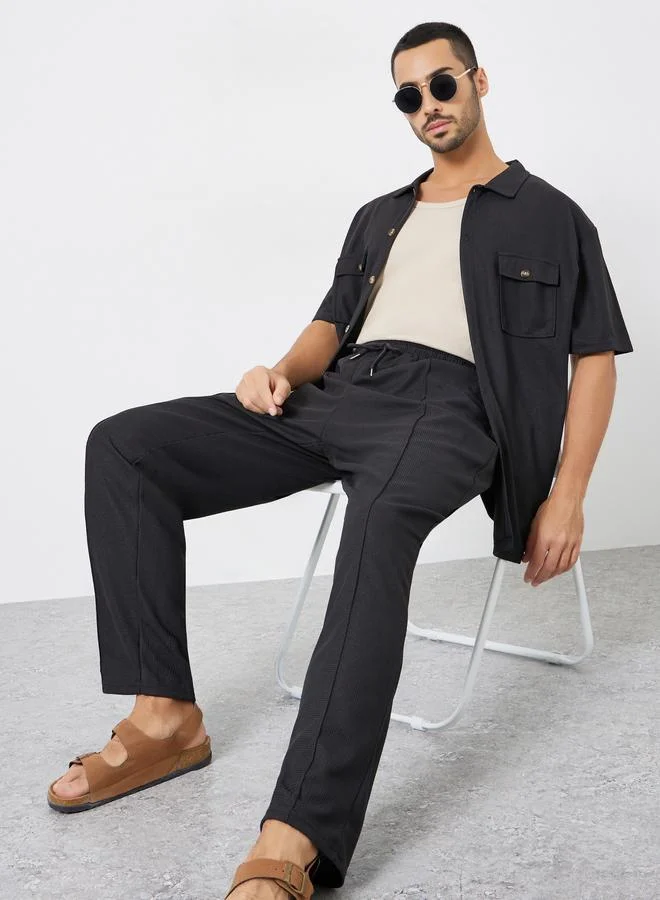 Styli Men Black Relaxed Fit Shirt and Pants Co-Ords