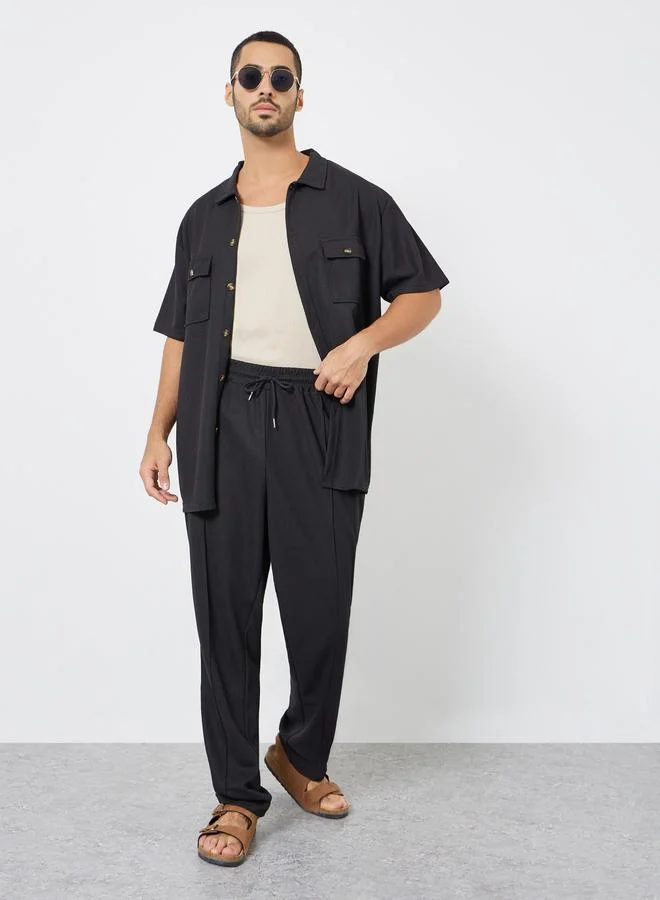 Styli Men Black Relaxed Fit Shirt and Pants Co-Ords