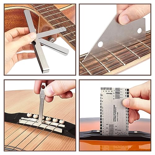 Frautron Guitar Setup Tool Kit, Luthier Repair Tool Kit, Fret Leveling Kit, Guitar Repairing Maintenance Tool Kit with Fret Sanding Beam File Rocker Ruler Gauge Measuring Tool Guitar Neck Rest - Image 4