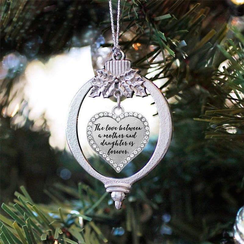 Inspired Silver - Mother and Daughter Bond - Silver Christmas Ornament - Open Heart Charm Christmas Tree Ornament with Cubic Zirconia - Holiday Hanging Decoration - Image 2