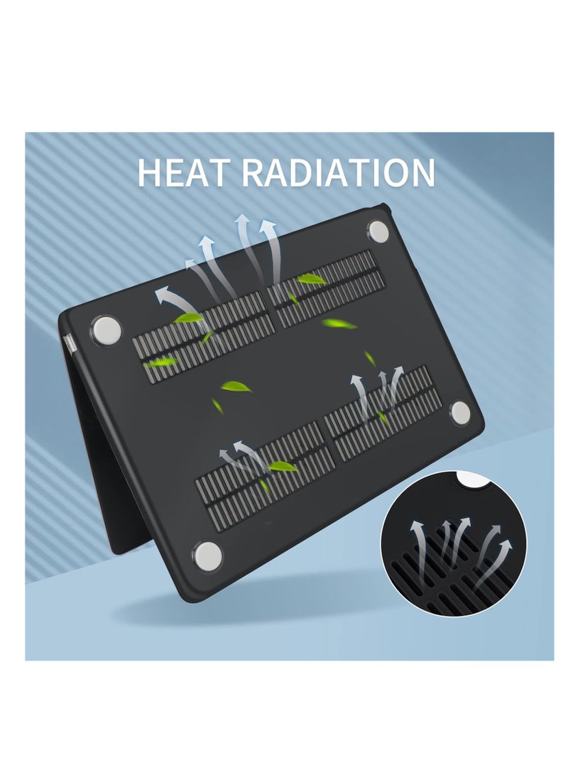 3 in 1 Bundle Case Compatible with MacBook Air 13 inch 2025-- 2022 M4/M3/M2 A3240/A3113/A2681, Shell Laptop Case + Screen Protector + Keyboard Cover Skin for Macbook Air 13.6 inch , Black - Image 3