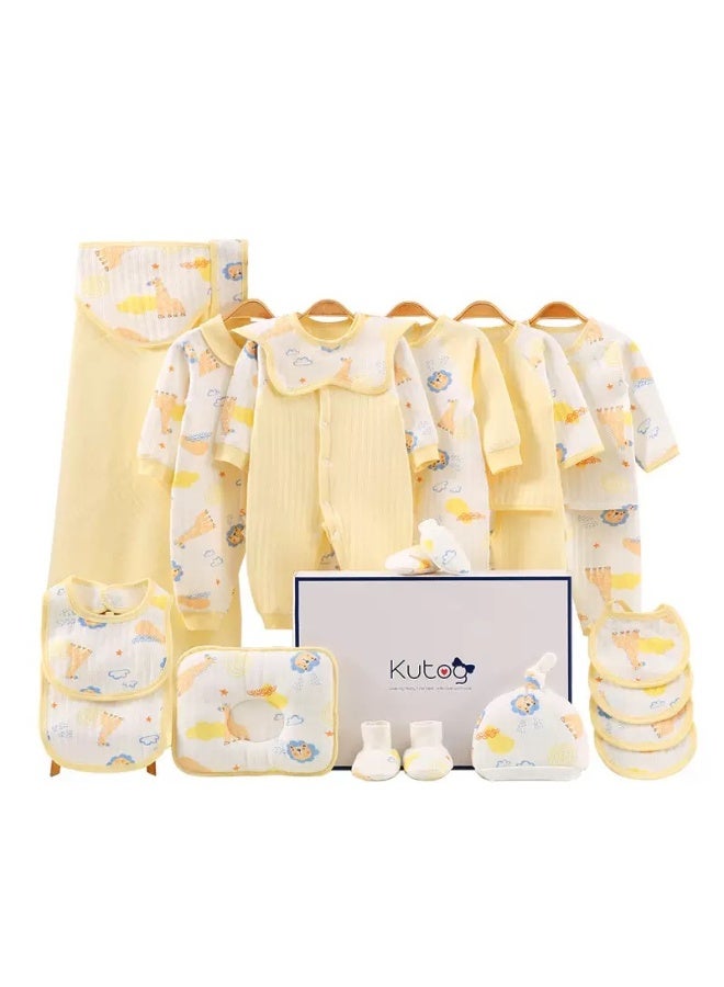 xppier مجموعة هدايا ملابس الأطفال حديثي الولادة مكونة من 22 قطعة من القطن الأصفر الفاتح - Image 1