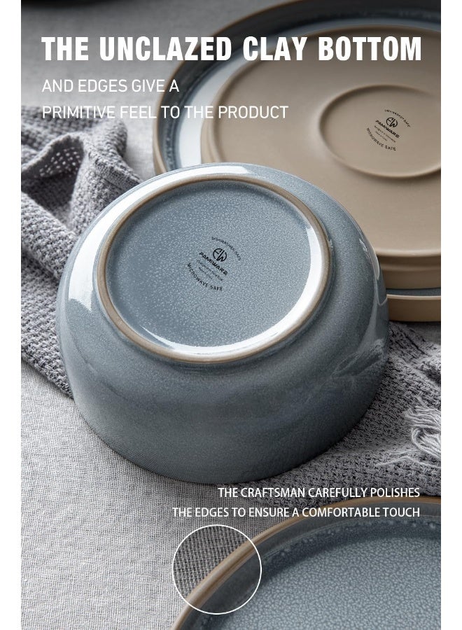 Famiware Nature 18 Piece Stoneware Dinnerware Set, Set for 6, Scratch Resistant, Microwave & Dishwasher Safe, Blue - Image 5