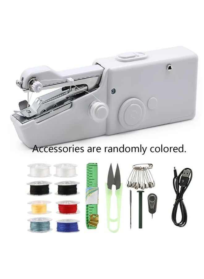 White Portable Battery Operated Handheld Mini Sewing Machine For Mending Clothes - Image 1