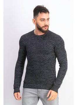 INC Men Crew Neck Long Sleeve Sweater, Deep Black  - Image 1