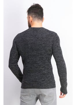 INC Men Crew Neck Long Sleeve Sweater, Deep Black  - Image 3