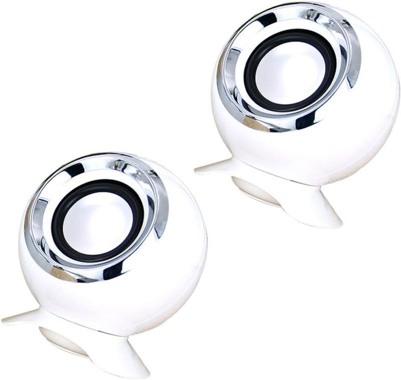 USB Computer Speaker 2.0 Loudspeaker Box Compact Mini Music Speaker with Bass Diaphragm for Laptop Desktop Office Use White - Image 1