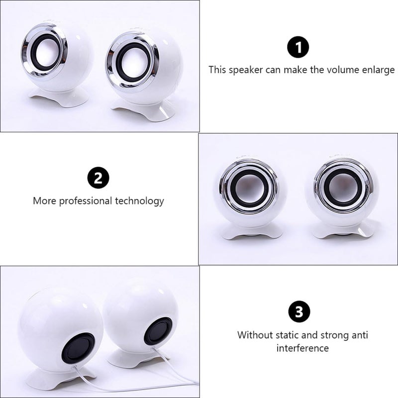 USB Computer Speaker 2.0 Loudspeaker Box Compact Mini Music Speaker with Bass Diaphragm for Laptop Desktop Office Use White - Image 5