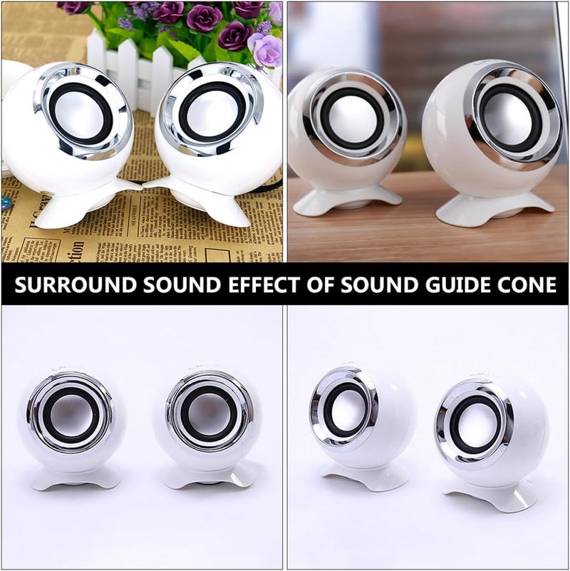 USB Computer Speaker 2.0 Loudspeaker Box Compact Mini Music Speaker with Bass Diaphragm for Laptop Desktop Office Use White - Image 4