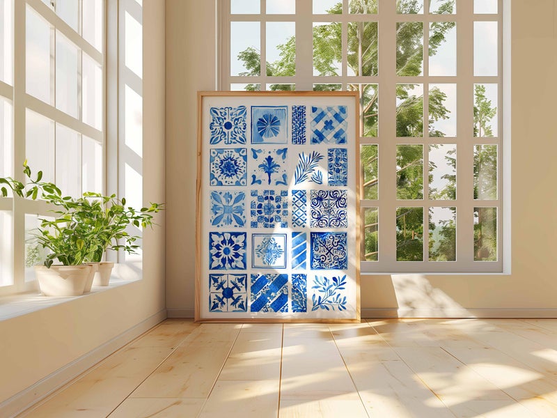 TNESSENTIAL Blue Greek Key Art Print, Hellenic Tile Design, Mediterranean Wall Decor - Image 5