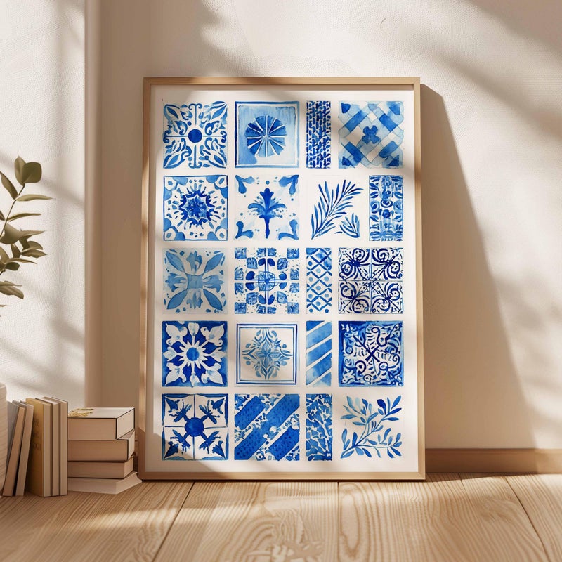 TNESSENTIAL Blue Greek Key Art Print, Hellenic Tile Design, Mediterranean Wall Decor - Image 4