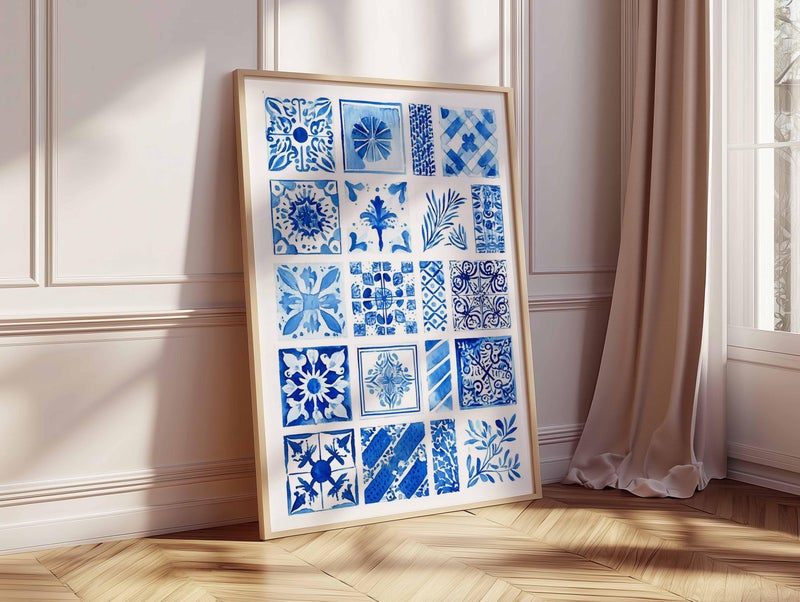 TNESSENTIAL Blue Greek Key Art Print, Hellenic Tile Design, Mediterranean Wall Decor - Image 2