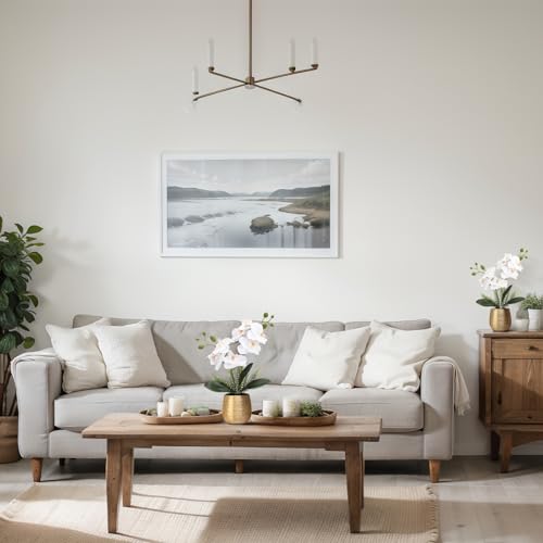 Juinte 2 Pcs Orchids Artificial Flowers in Gold Ceramic Vase 13'' White Fake Flowers Phalaenopsis Faux Orchid for Home Office Wedding Party Dining Room Table Centerpiece Decoration - Image 5