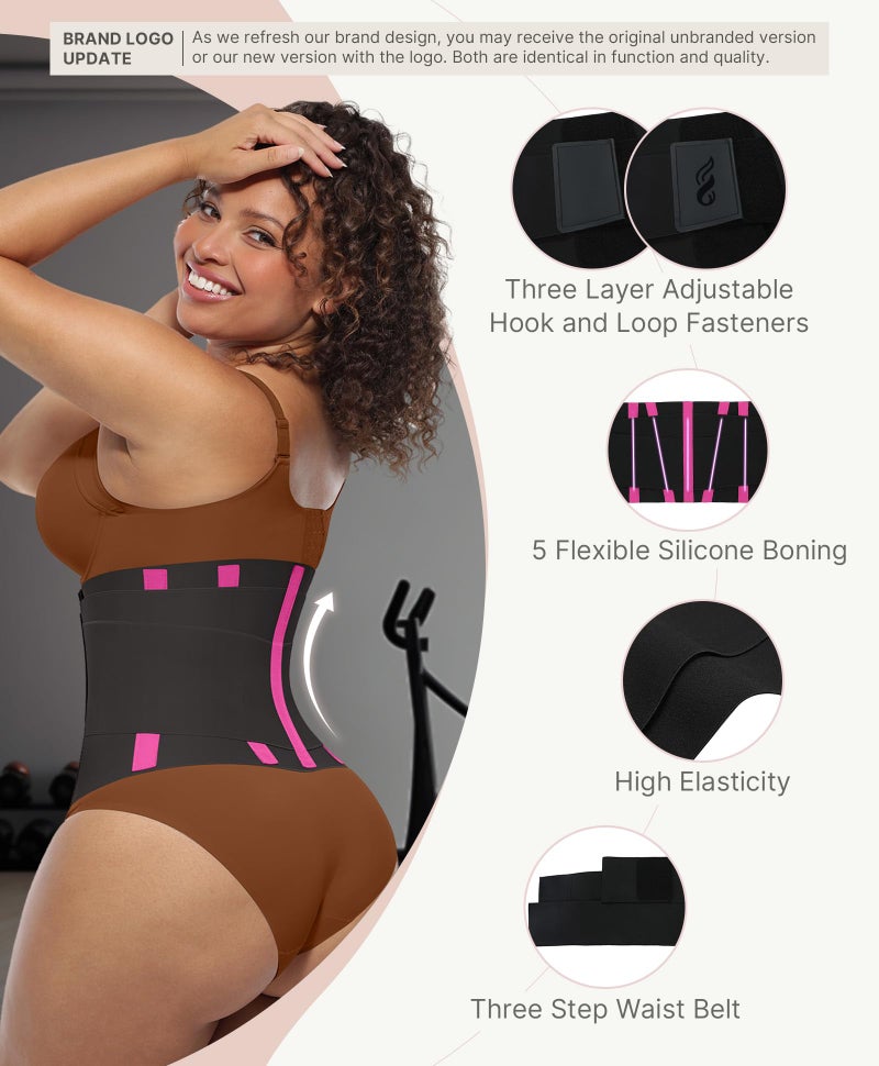 FeelinGirl Workout Waist Trainer Cincher Corset Postnatal Shaper Tummy Slimmer Plus Size for Women Rose Red S - Image 2