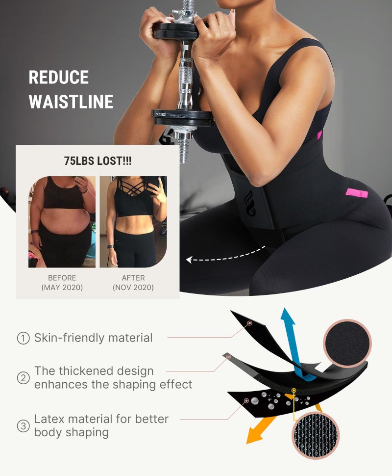 FeelinGirl Workout Waist Trainer Cincher Corset Postnatal Shaper Tummy Slimmer Plus Size for Women Rose Red S - Image 3