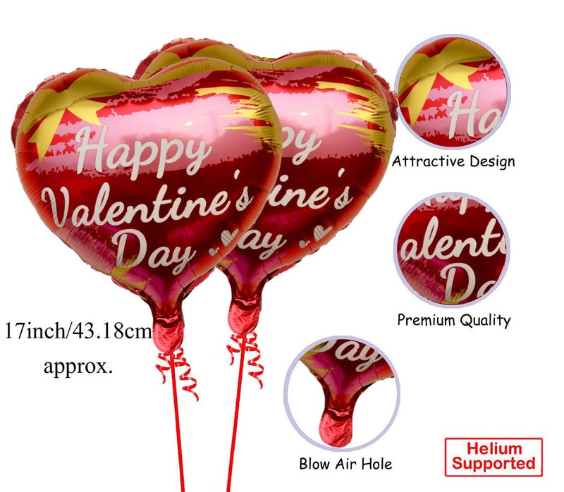 AMFIN (Pack of 13) Happy Valentine Day Heart Shape Foil Balloon Bouquet with Red & Gold Balloons Decoration Items - Image 4