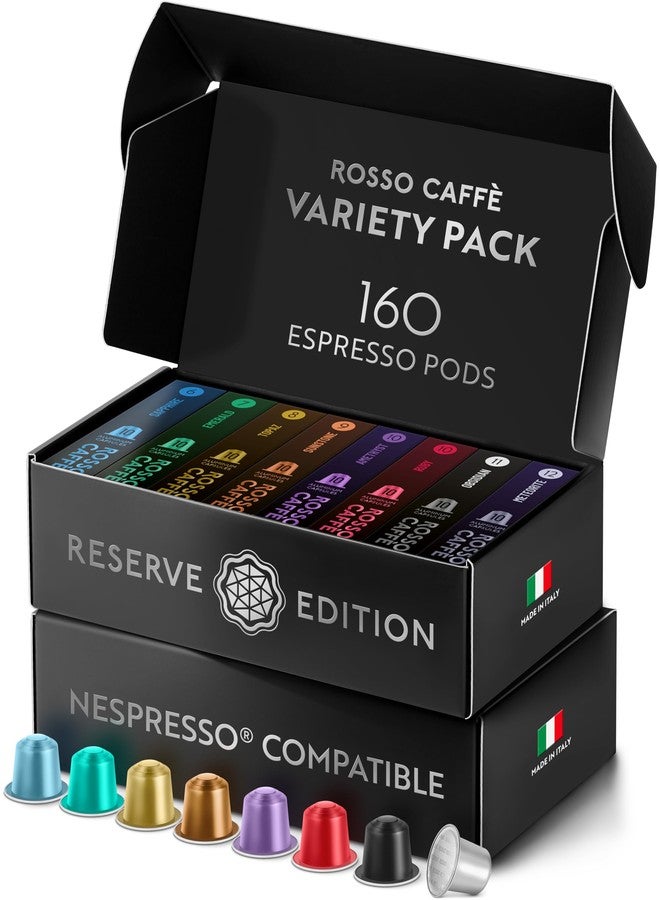 ROSSO CAFFÈ Espresso Coffee Pods, Compatible with Nespresso Original Machines, Reserve Variety Pack, 160 Capsules - Made in Italy - Image 1