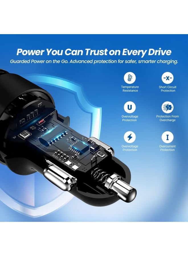 شاحن سيارة Meeplus IM-CC138 ثنائي المنافذ بقوة 38 وات، شحن سريع، محول USB-C PD بقوة 20 وات وUSB-A QC 3.0 بقوة 18 وات، متوافق عالميًا مع ميزات أمان محسنة، تصميم صغير لأجهزة iPhone وAndroid - Image 3