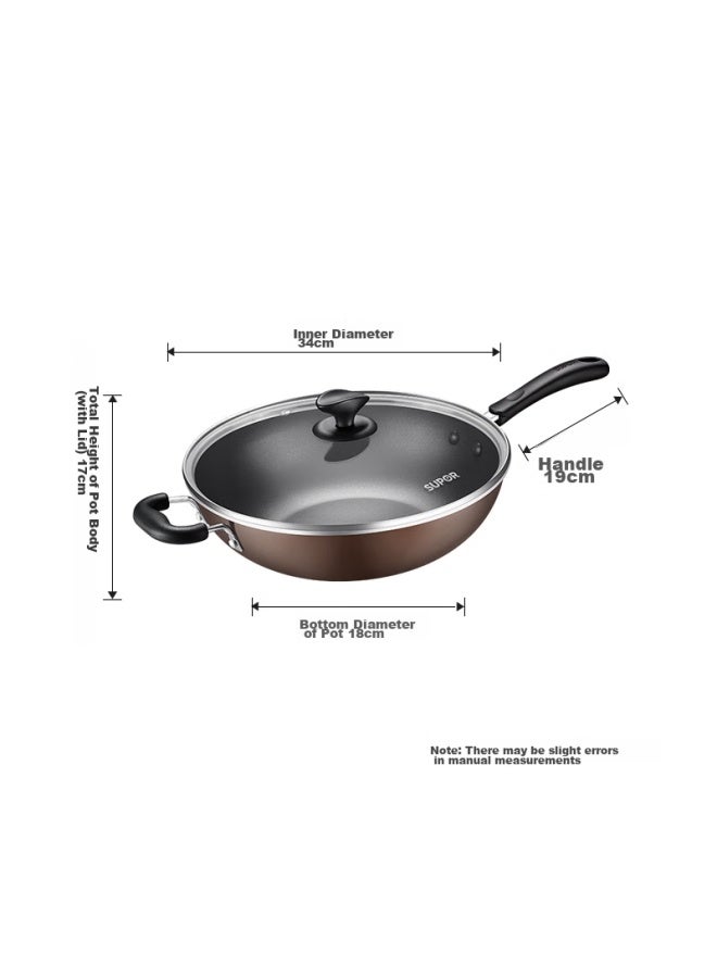 Supor Non-stick Wok, Flat-bottom Frying Pan, 34cm, Compatible With Induction And Gas Stoves, Easy To Clean, Low - Image 1