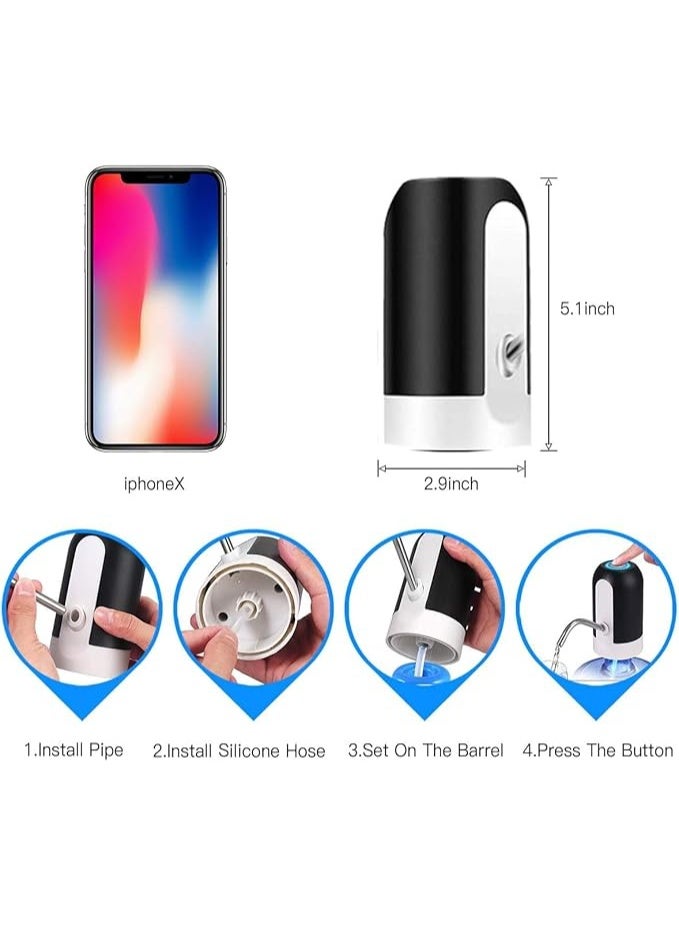 مضخة مياه لزجاجة سعة 5 جالون، موزع مياه أوتوماتيكي قابل للشحن عبر منفذ USB، مضخة مياه شرب كهربائية محمولة، مفتاح تشغيل زجاجة المياه - Image 2