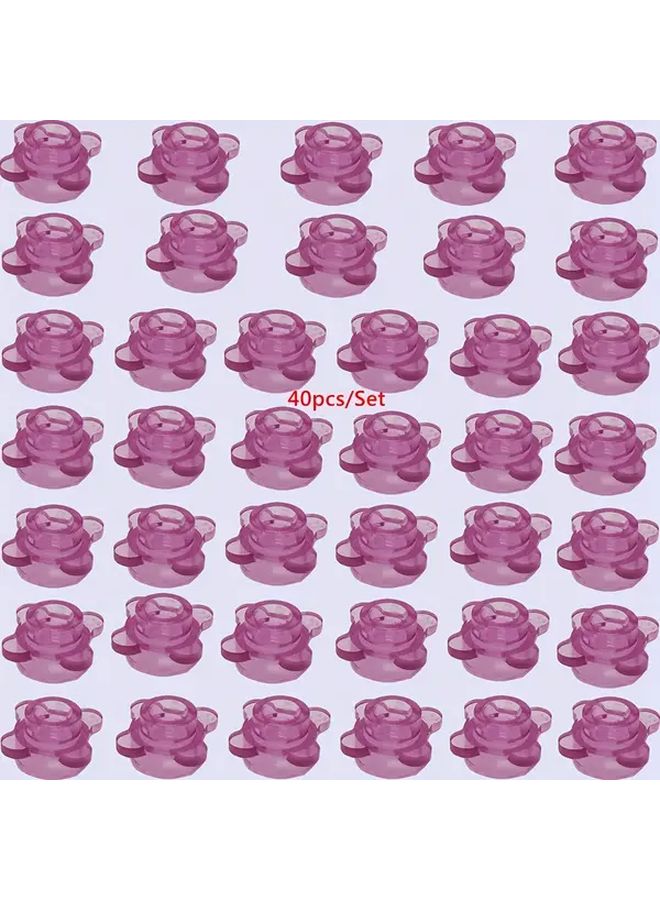 40Pcs Transparent Purple Red Mini Building Blocks DIY Quatrefoil Flower Garden Scene Christmas Gift - Image 1