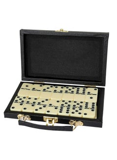 Kicko Domino Set - 28 Pieces Double Six Classic Dominoes In Durable Wooden Brown Box - Fun Mini Board Game For 2-4 Players - Ideal For Boys, Girls, Adults - Family Game Night And Vintage Party Games  - Image 1