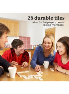 Kicko Domino Set - 28 Pieces Double Six Classic Dominoes In Durable Wooden Brown Box - Fun Mini Board Game For 2-4 Players - Ideal For Boys, Girls, Adults - Family Game Night And Vintage Party Games  - Image 2