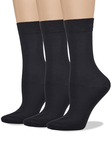 COTTON DAY Women's Soft Combed Cotton Dress Socks Seamless Toe (Black 9-11) - Image 1