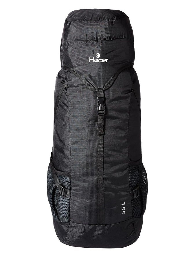 HACER Backpack Unisex Travel Daypack Large Capacity Rucksack for Camping Trekking Hiking Travelling Luggage Tourist - (Black, 55L) - Image 1