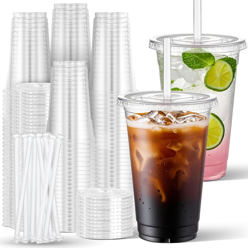 Charmount 24 oz Clear Plastic Cups with Lids and Straws 100 Sets Disposable To Go Cups for Cold Drinks Iced Coffee Coffee Bar Accessories Smoothies - Image 3