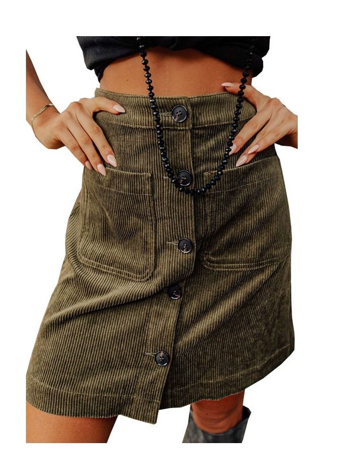 Loquat New Corduroy High-waisted Fashion  Short Skirt  - Image 1