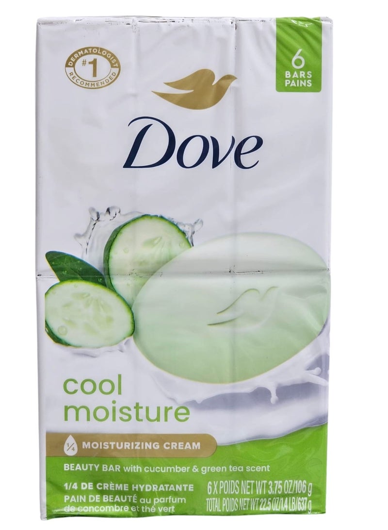 دوف صابون تجميل دوف جو فريش للحصول على بشرة أكثر نعومة خيار وشاي أخضر من 6قطع