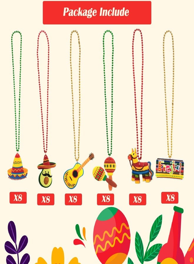 Becfupo 48 Pcs Mexican Fiesta Beads Necklaces, Cinco De Mayo Necklaces Beads For Mexican Fiesta Bachelorette Party Decorations, Cinco De Mayo Party Photo Props - Image 3