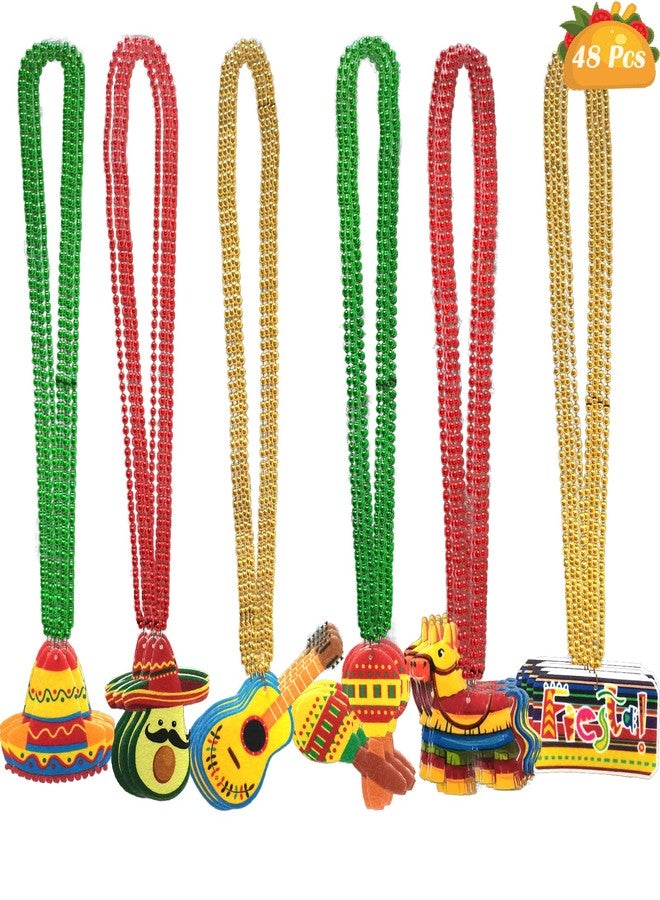 Becfupo 48 Pcs Mexican Fiesta Beads Necklaces, Cinco De Mayo Necklaces Beads For Mexican Fiesta Bachelorette Party Decorations, Cinco De Mayo Party Photo Props - Image 2