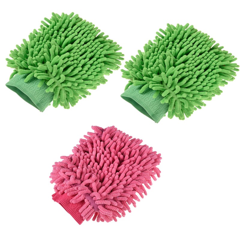 Kuber Industries Kuber Industries Gloves | Microfiber Cleaning Gloves | Chenille Mitts for Kitchen | 50 GSM Hand Duster for Kitchen | Hand Gloves for Car | Duster for Glass | Pack of 3 | Multi - Image 1