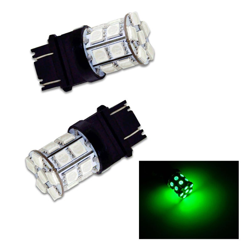 PA LED 2PCS 20SMD 3157 Green Auto LED Bulb 12V for Turn Signal, Side Marker, Stop, Back, Tail Light (3056 3156 3156A 3057 4057 3157 4157 T25 Available) - Image 1