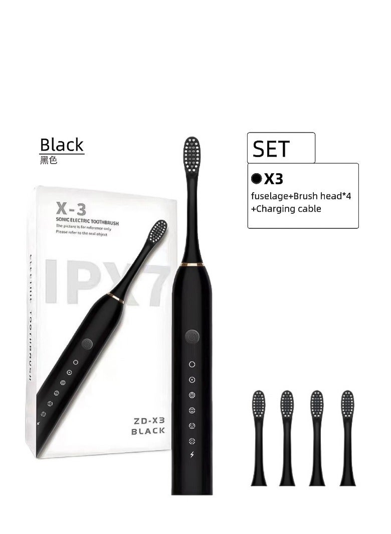 Angmei Electric Toothbrush for Children and Adults with 4 Brush Heads, Travel Case,5 Modes Rechargeable Power Toothbrush with Pressure Sensor - Image 1