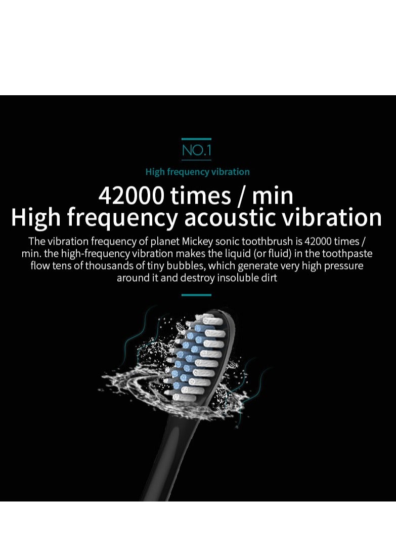 Angmei Electric Toothbrush for Children and Adults with 4 Brush Heads, Travel Case,5 Modes Rechargeable Power Toothbrush with Pressure Sensor - Image 3