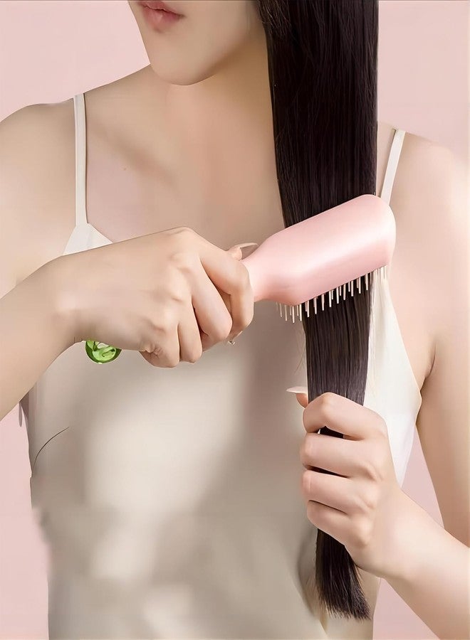 RIPIENO Self-Cleaning Anti-Static Massage Comb, Self Cleaning Hair Brush, Massage Comb For Hair, Retractable Rotary Lift Self-Cleaning Comb, Women's Hair Styling Tool (multicolor) (BLUE) (PINK) - Image 2