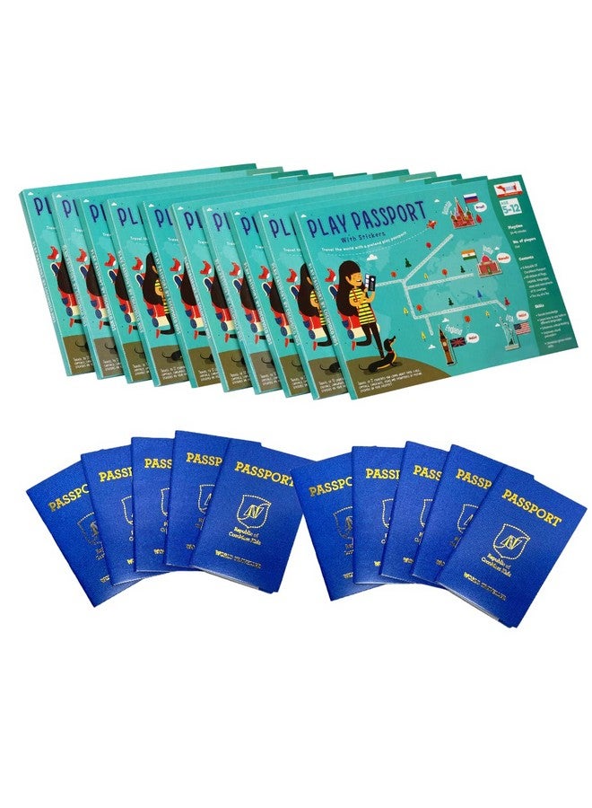 COCOMOCO KIDS Pretend Play Passport With World Map And Stickers Educational Learning Toy For Boys Girls - Unique Birthday Return Gift For Kids Combo Pack Of 10,Multicolor  - Image 1
