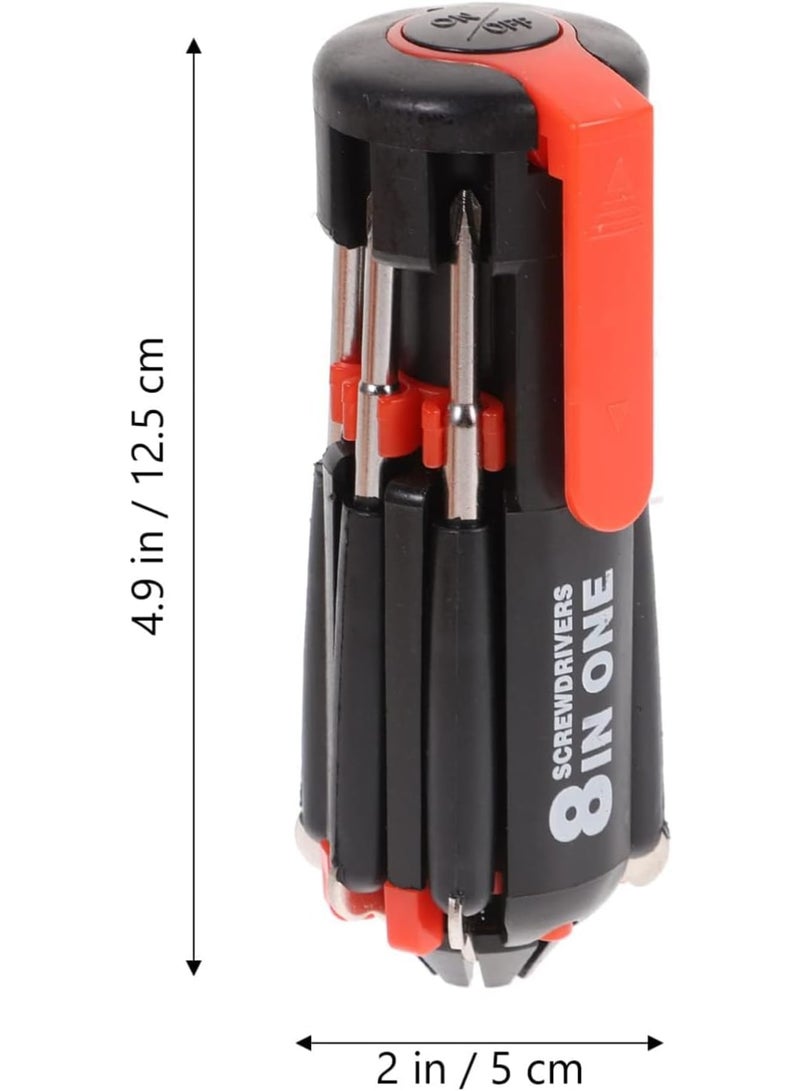 Cobest 8 in 1 Screwdriver Set Stubby Screwdriver Ratcheting Screwdriver Set, 2PCS Screwdriver Set Multi Tool with LED Torch Flashlight Ideal for General DIY Maintenance, for Household - Image 3