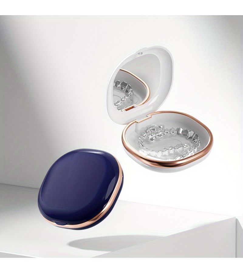 Under Mirror Dental Box Plastic Denture Storage Container with Lock for Travel - Image 1